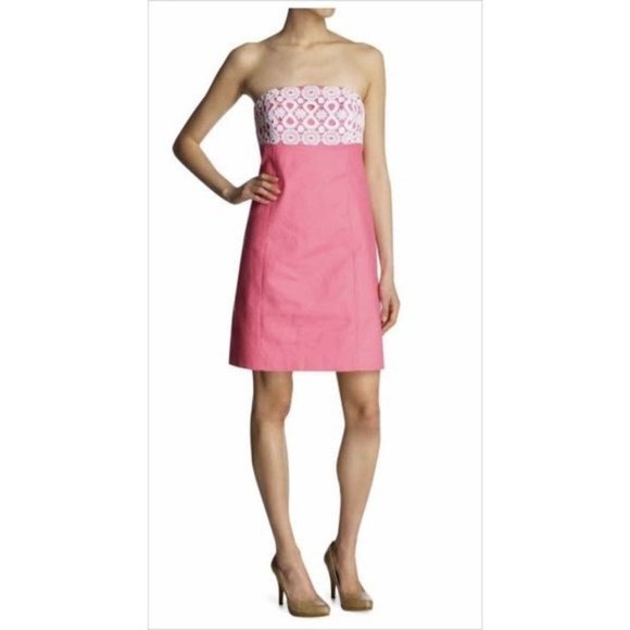 Lilly Pulitzer Pink Bowen Bodice Lace Mini Dress